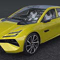 Yellow Coupe Car With Sleek Aerodynamic Design Modern Front Face And Large Wheels