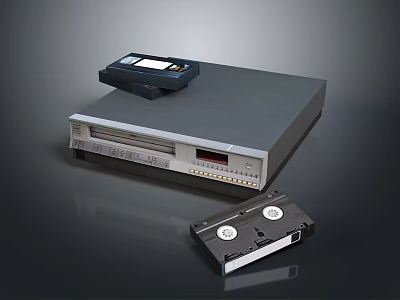 Vintage Electronic Appliance VCR Player With VHS Tape And Classic Design 3d model