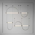 Modern Chandeliers with Arched Metallic Frames and White Light Bars in Contemporary Design