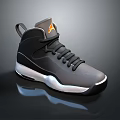 Black Gray High Top Sneakers With White Sole And Orange Logo
