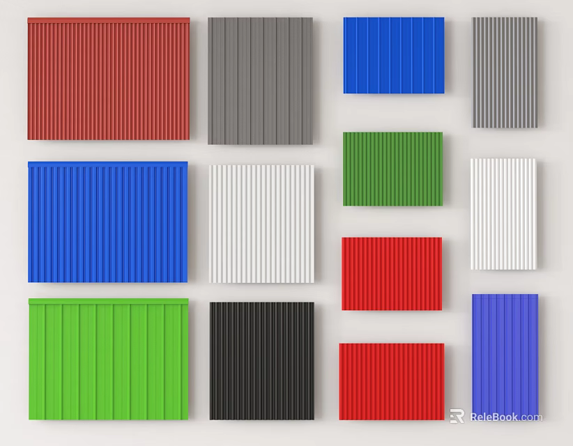 Corrugated Building Panels in Various Colors for Durable Construction Projects 3d model