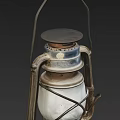Vintage Decorative Lamp with Metal Frame Glass Shade and Handle Design