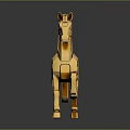 Golden Geometric Horse Sculpture With Modern Design And Shiny Reflective Base