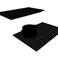 Black Induction Cooktop with Circular Heating Zones and Pot on Modern Kitchen Appliance