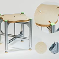 Modern Side Table With Wooden Top Metal Legs And Green Accents Design