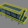 Industrial Multi Level Platform Equipment With Yellow Railings And Steel Support Structure