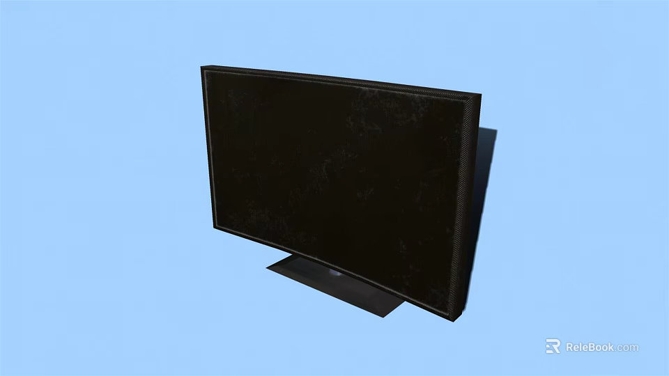 Black Curved Screen TV with Stand Base on Light Blue Background 3d model 