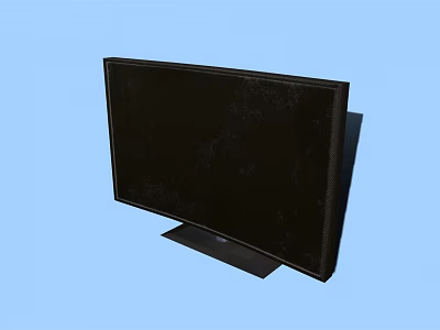 Black Curved Screen TV with Stand Base on Light Blue Background 3d model
