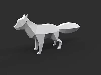 White Low Poly Fox Model With Geometric Design And Minimalist Style 3d model
