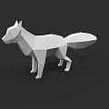White Low Poly Fox Model With Geometric Design And Minimalist Style