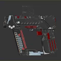 Futuristic Sci-Fi Weapon With Gray Red Design Tactical Scope And Sleek Metallic Finish