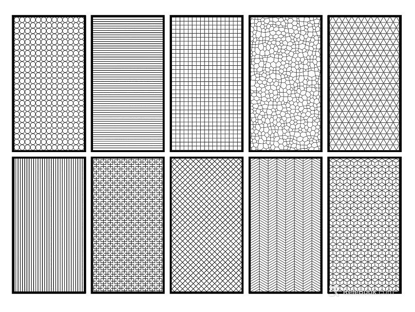 Various Patterned Room Dividers With Grid Striped And Hexagonal Texture Designs 3d model 