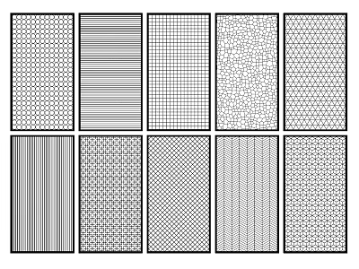 Various Patterned Room Dividers With Grid Striped And Hexagonal Texture Designs 3d model
