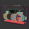 Industrial Air Compressor With Metal Frame Yellow Motor And Red Control Button