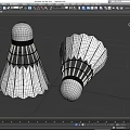 Two White Badminton Shuttlecocks With Feather Structure And Black Rubber Heads