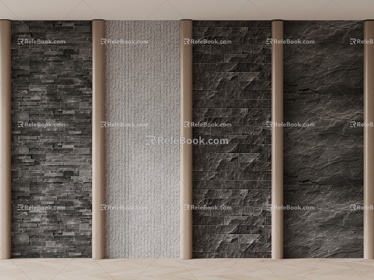 Modern stone background wall culture stone 3d model