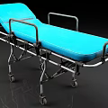 Portable Medical Stretcher With Blue Mattress Metal Frame Side Handrails And Wheels