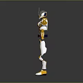 Gold And White Robot Armor Costume With Helmet And Belt Design Details 3d model