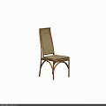 Modern Wooden Chair With Rattan Woven Backrest And Upholstered Beige Seat