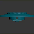 Blue Circular Object With Grooves And Holes On Dark Background