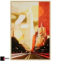 Decorative Cityscape Photo Frame with Skyscrapers Warm Tones and Sunset Scene