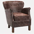 Three Different Brown Leather Armchairs with Tufted Studded Details and Wingback Styles