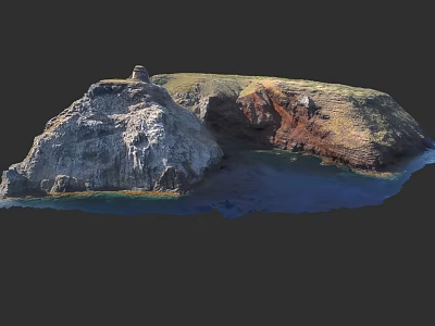 Detailed Micro Terrain Model With Rocky Cliffs And Blue Water Area 3d model