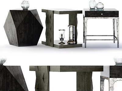 Modern Dining Table Design With Geometric Wood Structure And Metal Frame Decor 3d model