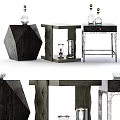 Modern Dining Table Design With Geometric Wood Structure And Metal Frame Decor