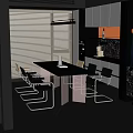 Modern Dining Table And Chairs Set In Contemporary Kitchen With Blinds Cabinets And Coffee Machine