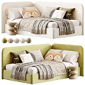Modern Soft Upholstered Kids Bed With Lovely Fox Pillows And Multiple Fabric Color Choices