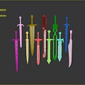 Various Medieval Swords Collection With Decorative Handles And Sharp Blades