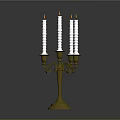 Classic Gold Candelabra Featuring Six White Candles And Curved Branches