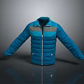 Modern Blue Padded Jacket With Front Zipper And Side Pockets Design 3d model