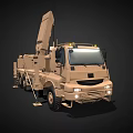 Sand Colored Military Truck With Rheinmetall Radar Unit And Special Equipment
