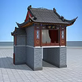 Traditional Chinese Archway with Ornate Eaves Gray Brick Walls and Tiled Roof Design