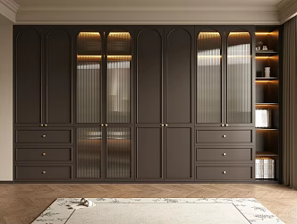 French Antique Wardrobe Bedroom Wardrobe Glass Wardrobe Bed End Wardrobe 3d model