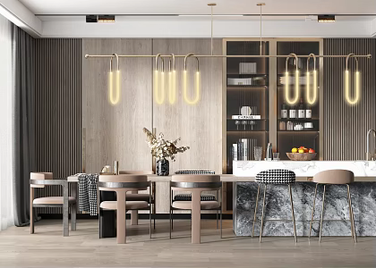 Modern Dining Table and Chair Combination 3d model