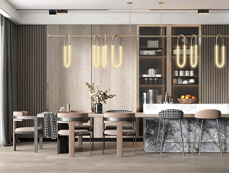 Modern Dining Table and Chair Combination 3d model