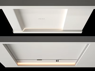 Modern Minimalist Ceiling Design With Recessed Lights And LED Strip Lighting 3d model