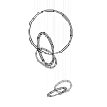 Modern Design Rainbow Colored Circular Rings Chandelier Hanging Against Gray Background