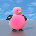 Pink Toy Penguin With Black Wings Green Beak And Black Feet