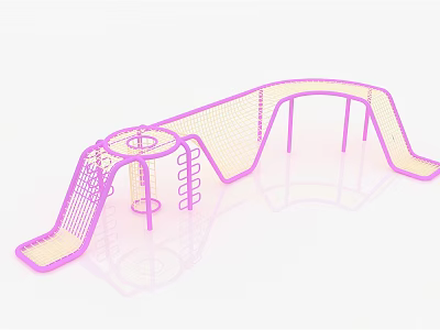 Pink Modern Playground Equipment With Slides Climbing Nets Spiral Elements And Platforms 3d model