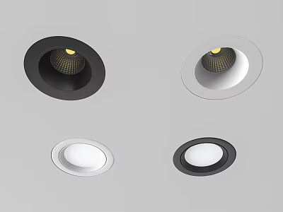 Modern Recessed Downlights And Spotlights In Black And White Sleek Design 3d model
