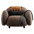 Comfortable Gray Single Sofa with Buttoned Pillow Throw Blanket and Color Options Black Gray Brown 3d model