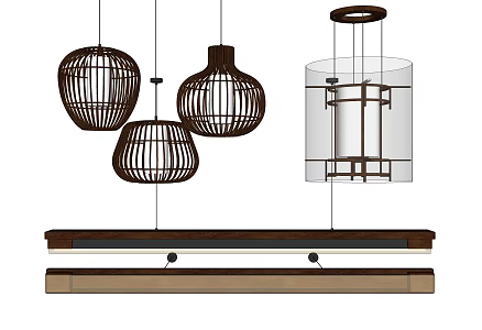 New Chinese Chandelier Combination 3d model