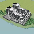 Modern Waterfront Multi storey Residential Building With Trees Greenery And Terrace Design
