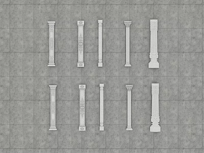 Different Architectural Columns And Decorative Building Components With Classic Designs 3d model