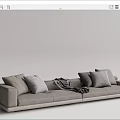 Modern Minimalist Sofa Set With Gray Upholstery Decorative Pillows And Cozy Blanket