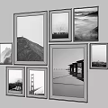 Black and White Framed Photos Wall Gallery With Landscape And Architecture Prints